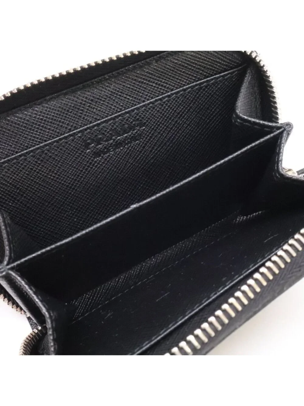 Prada 2 Triangle Coin Purse Black